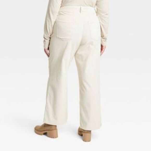 Universal Thread High-Rise Corduroy Cream  Wide Leg Ankle Super Stretch New 18 - Picture 6 of 16